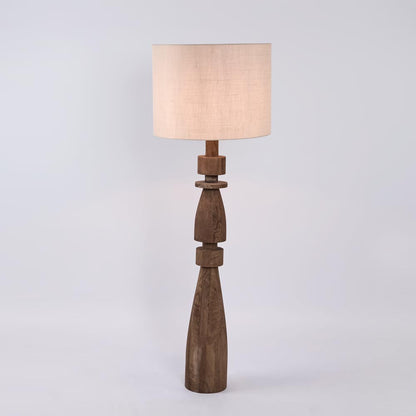 Magnus Wood Floor Lamp Saddle Base with Natural Shade