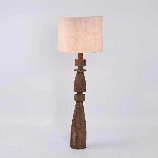 Magnus Wood Floor Lamp Saddle Base with Natural Shade