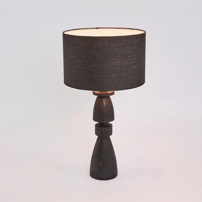 Magnus Wood Table Lamp Black Base with Black Shade