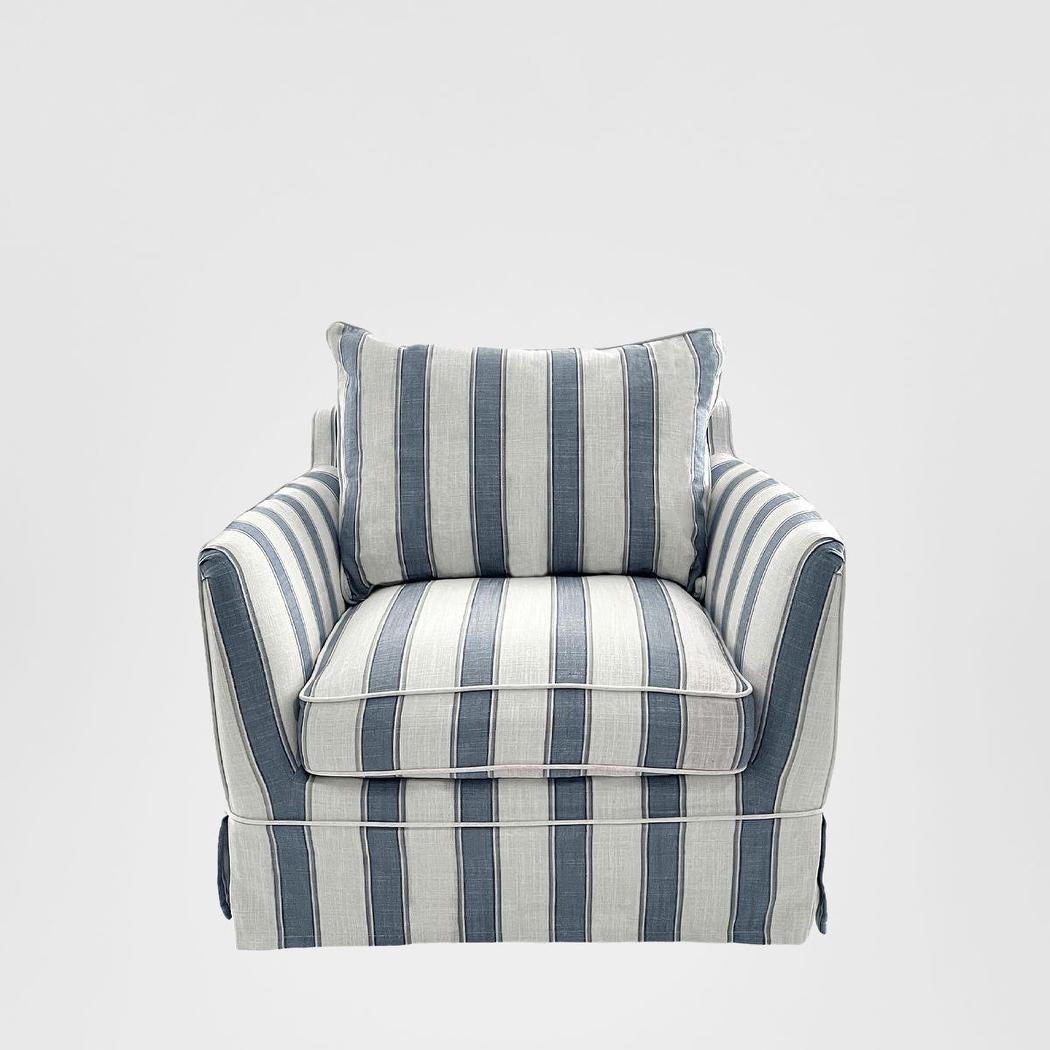 Noosa Hamptons Armchair Blue Sky Stripe