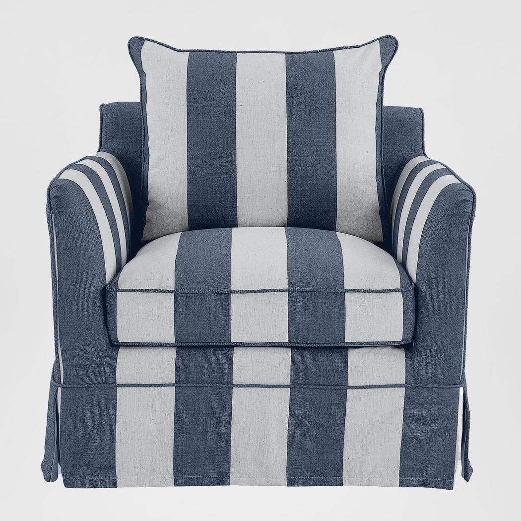 Noosa Hamptons Armchair Denim/Cream Stripe