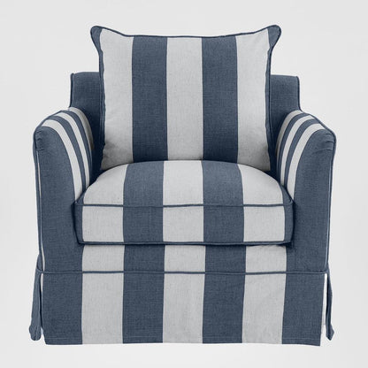 Noosa Hamptons Armchair Denim/Cream Stripe