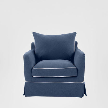 Noosa Hamptons Armchair Navy W/White Piping