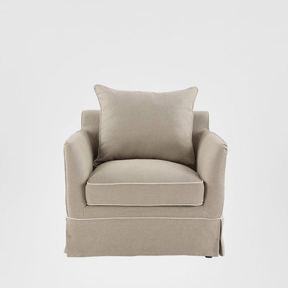 Noosa Hamptons Armchair Natural W/White Piping