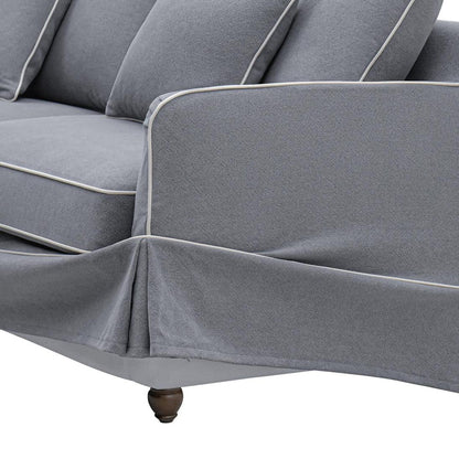 Noosa Hamptons 2.5 Seat Sofa Grey W/White Piping
