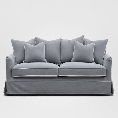 Noosa Hamptons 2 Seat Sofa Grey W/White Piping