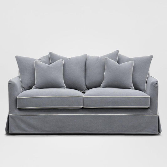 Noosa Hamptons 2 Seat Sofa Grey W/White Piping