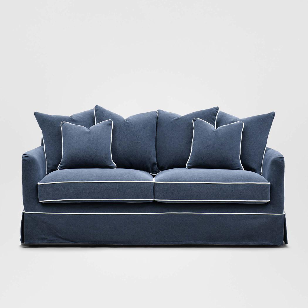 Noosa Hamptons 2.5 Seat Sofa Navy W/White Piping