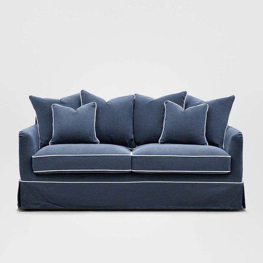 Noosa Hamptons 2.5 Seat Sofa Navy W/White Piping