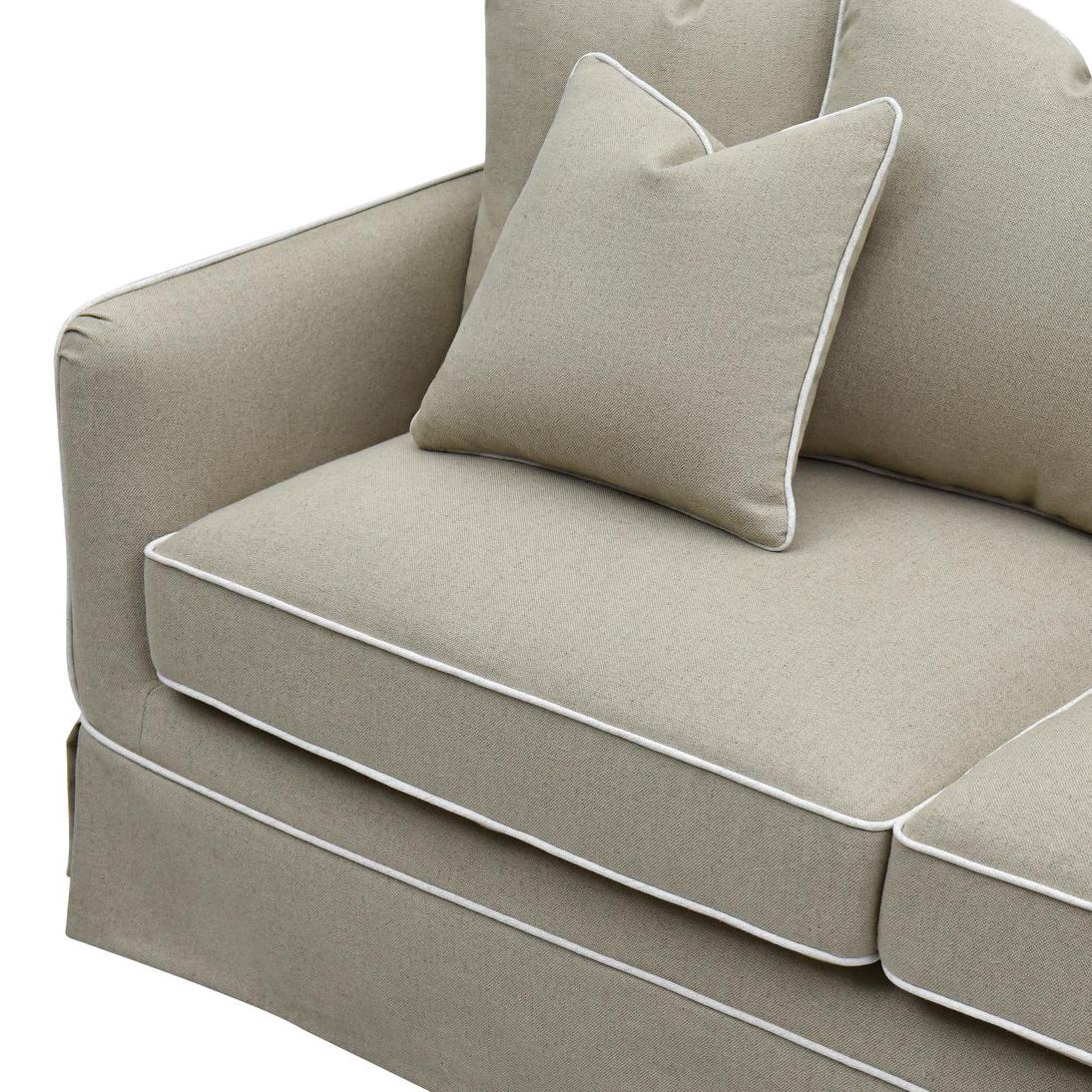 Noosa Hamptons 2.5 Seat Sofa Natural W/White Piping