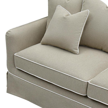 Noosa Hamptons 2.5 Seat Sofa Natural W/White Piping
