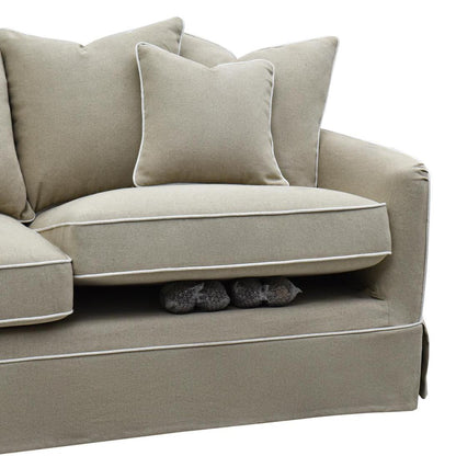 Noosa Hamptons 2.5 Seat Sofa Natural W/White Piping