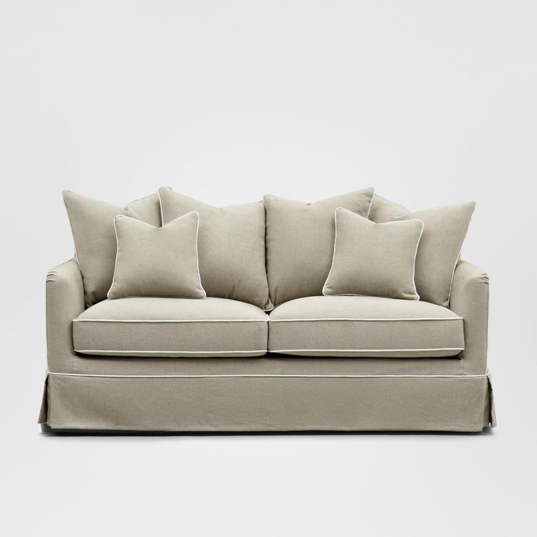 Noosa Hamptons 2 Seat Sofa Natural W/White Piping