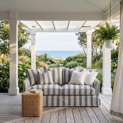 Noosa Hamptons 2 Seat Sofa Bed Noosa Blue Sky Stripe