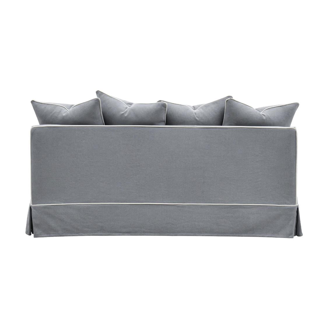 Noosa Hamptons 2.5 Seat Sofa Bed Grey W/White Piping