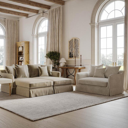 Noosa Hamptons 1.5 Seat Sofa Bed Natural Stripe