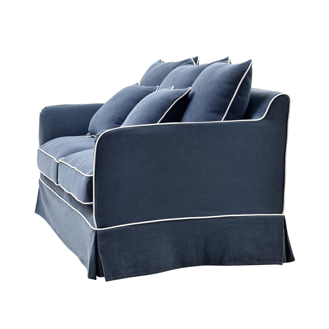 Noosa Hamptons 2.5 Seat Sofa Bed Navy W/White Piping