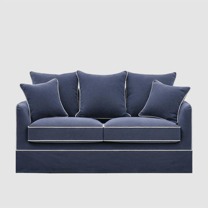 Noosa Hamptons 2 Seat Sofa Bed Noosa Navy W/White Piping