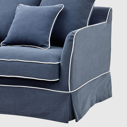 Noosa Hamptons 2 Seat Sofa Bed Noosa Navy W/White Piping