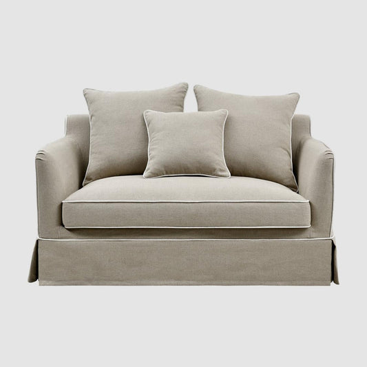 Noosa Hamptons 1.5 Seat Sofa Bed Natural W/White Piping