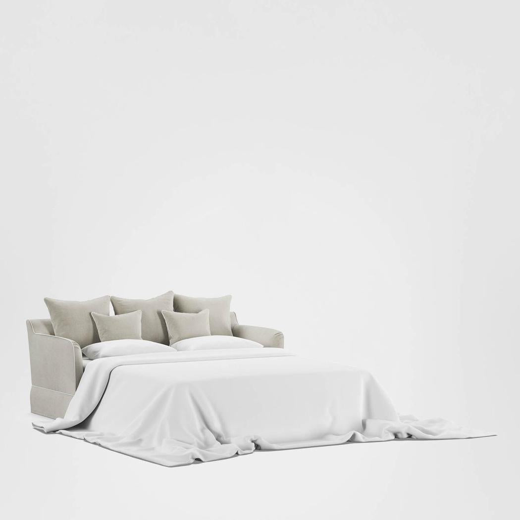 Noosa Hamptons 2.5 Seat Sofa Bed Natural W/White Piping