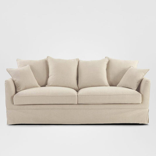 Noosa Hamptons 3 Seat Sofa Beige Linen Blend