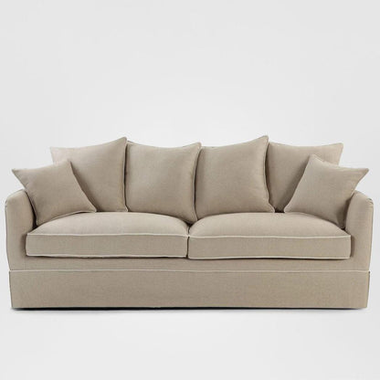 Noosa Hamptons 3 Seat Sofa Natural W/White Piping