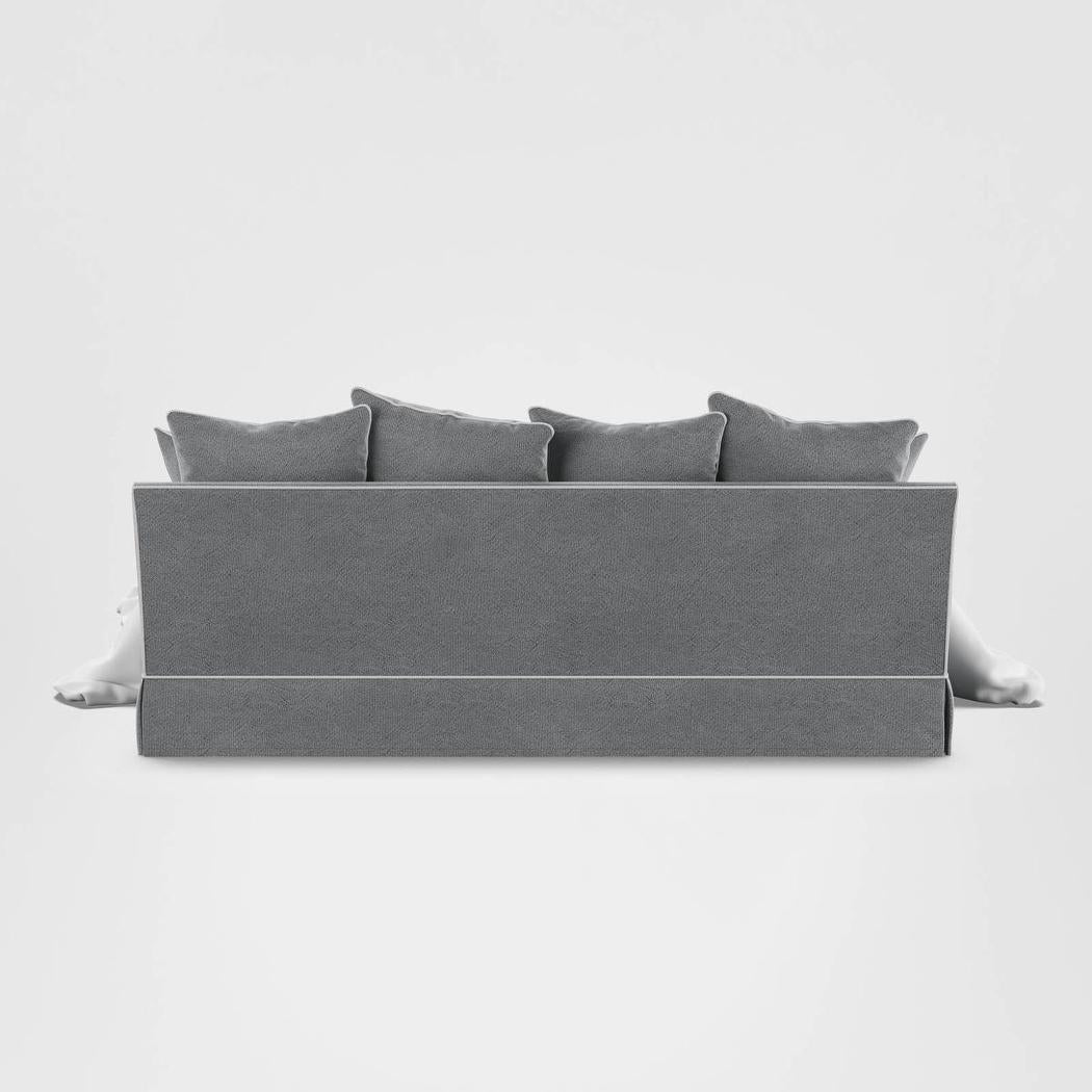 Noosa Hamptons 3 Seat Queen Sofa Bed Grey W/White Piping