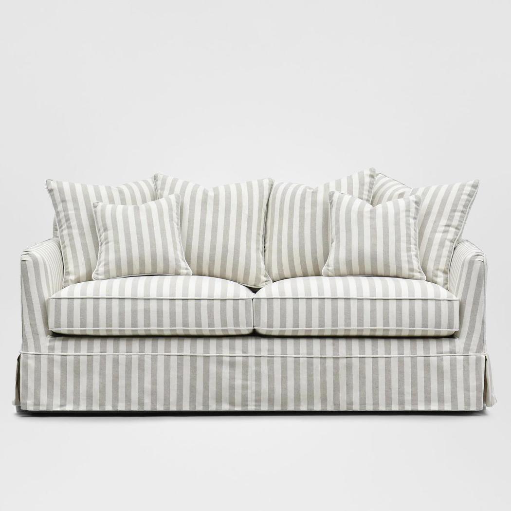 Noosa Hamptons 3 Seat Queen Sofa Bed Natural Stripe