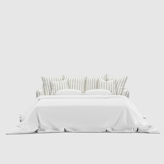Noosa Hamptons 3 Seat Queen Sofa Bed Natural Stripe