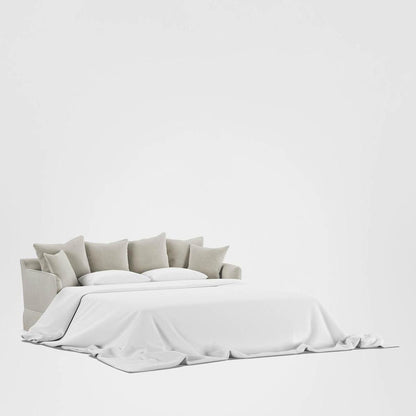Noosa Hamptons 3 Seat Queen Sofa Bed Natural W/White Piping
