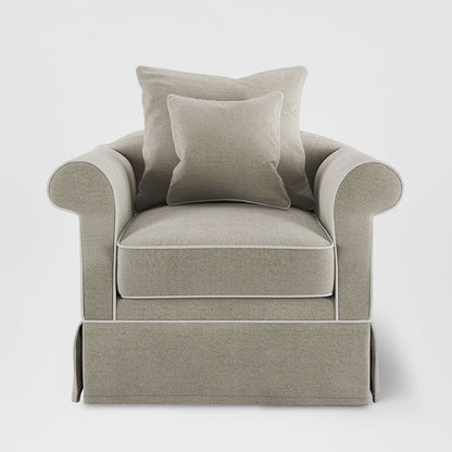 Avalon Hamptons Armchair Natural W/White Piping