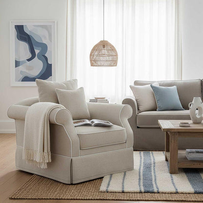 Avalon Hamptons Armchair Natural W/White Piping