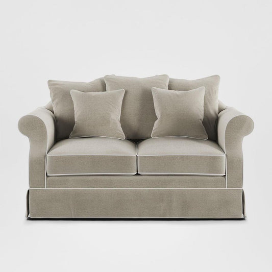 Avalon Hamptons 2 Seat Sofa Natural W/White Piping