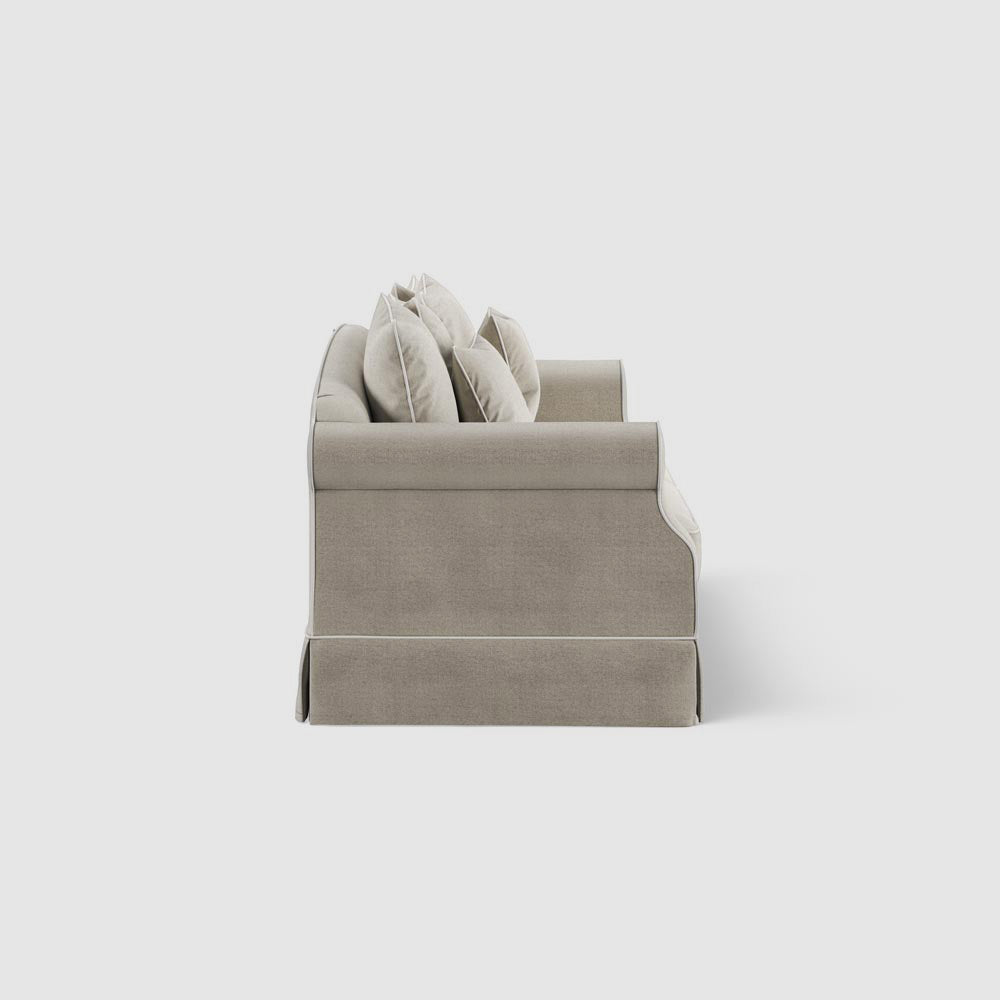 Avalon Hamptons 3 Seat Sofa Natural W/White Piping