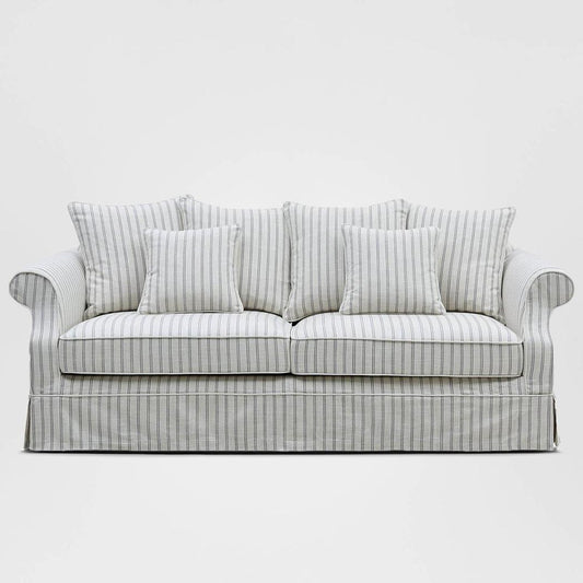 Avalon Hamptons 3 Seat Sofa Stone Stripe