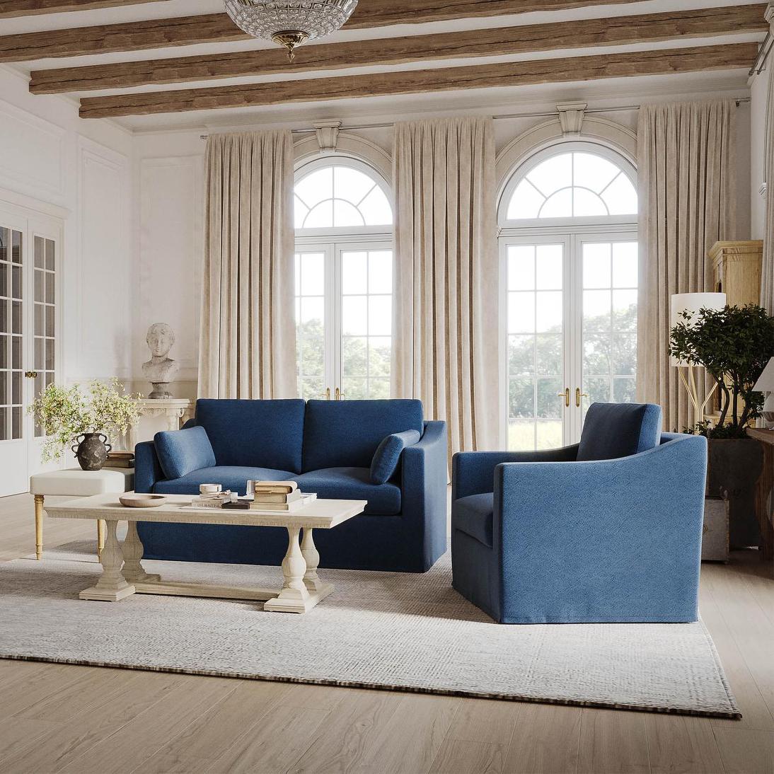 Clovelly Hamptons 2 Seat Sofa Navy
