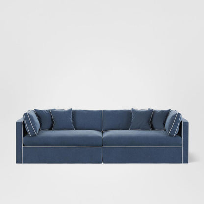 Marbella 4 Seat Sofa Navy W/White Piping