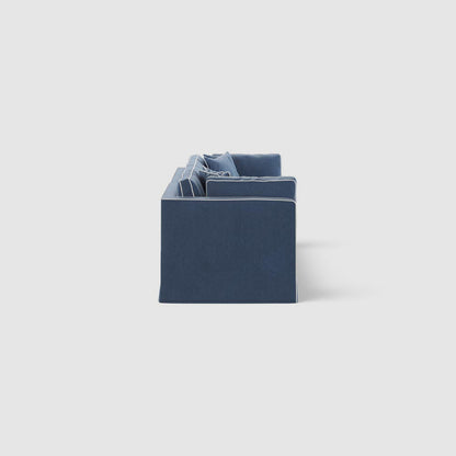 Marbella 4 Seat Sofa Navy W/White Piping