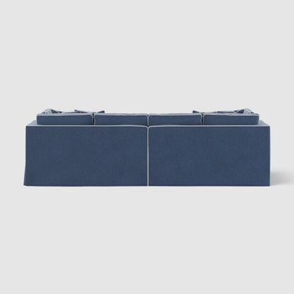 Marbella 4 Seat Sofa Navy W/White Piping