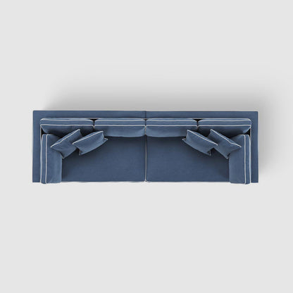 Marbella 4 Seat Sofa Navy W/White Piping