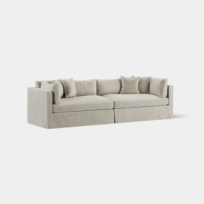 Marbella 4 Seat Sofa Natural with White Piping