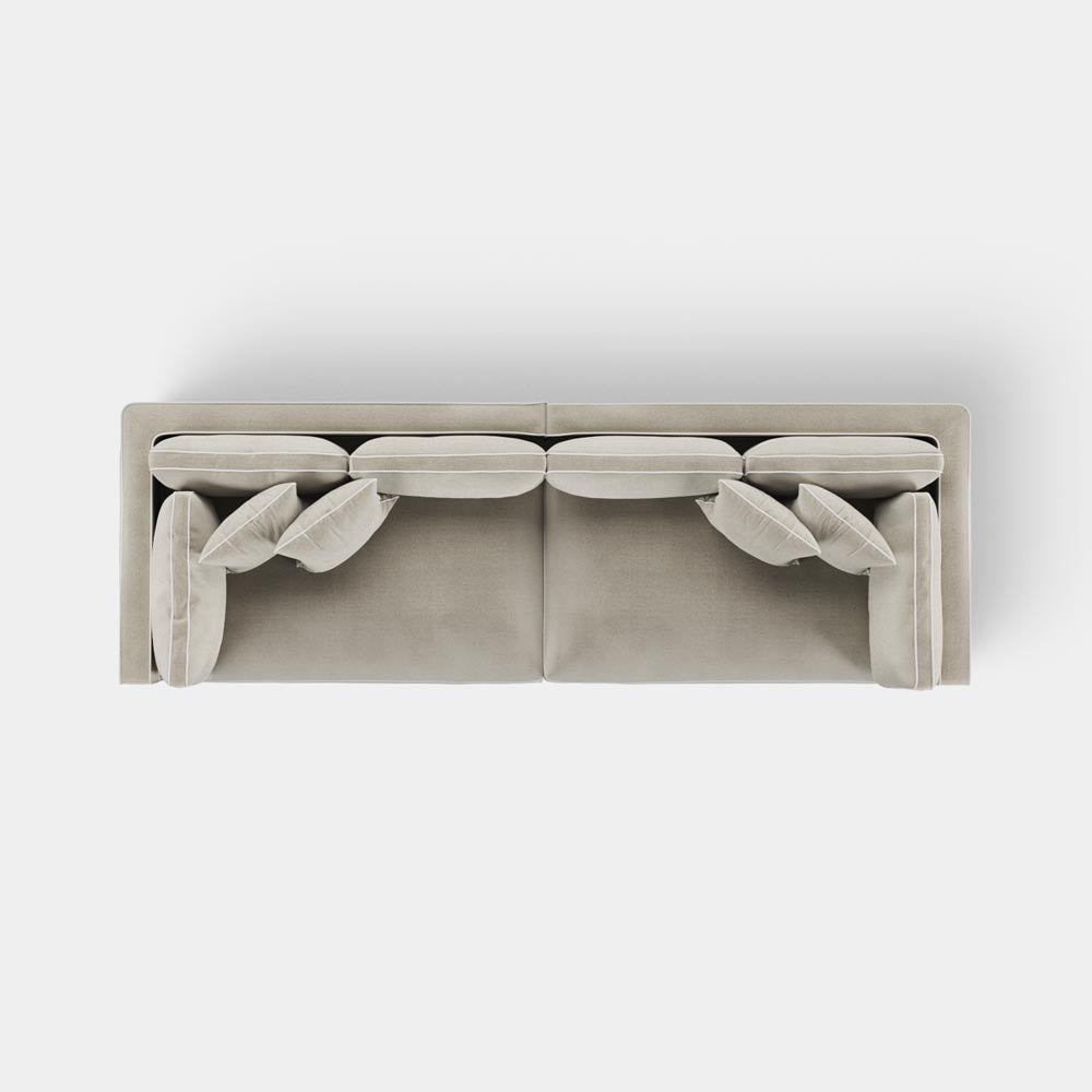 Marbella 4 Seat Sofa Natural with White Piping