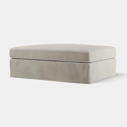 Marbella Ottoman Natural with White Piping