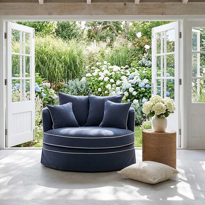 Noosa Hamptons Snuggle Chair Navy with White piping*
