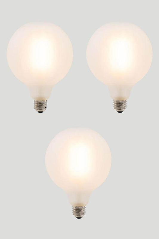 Set of 3 G125 LED Filament - Porcelain Frosted - 10W E27 2700k