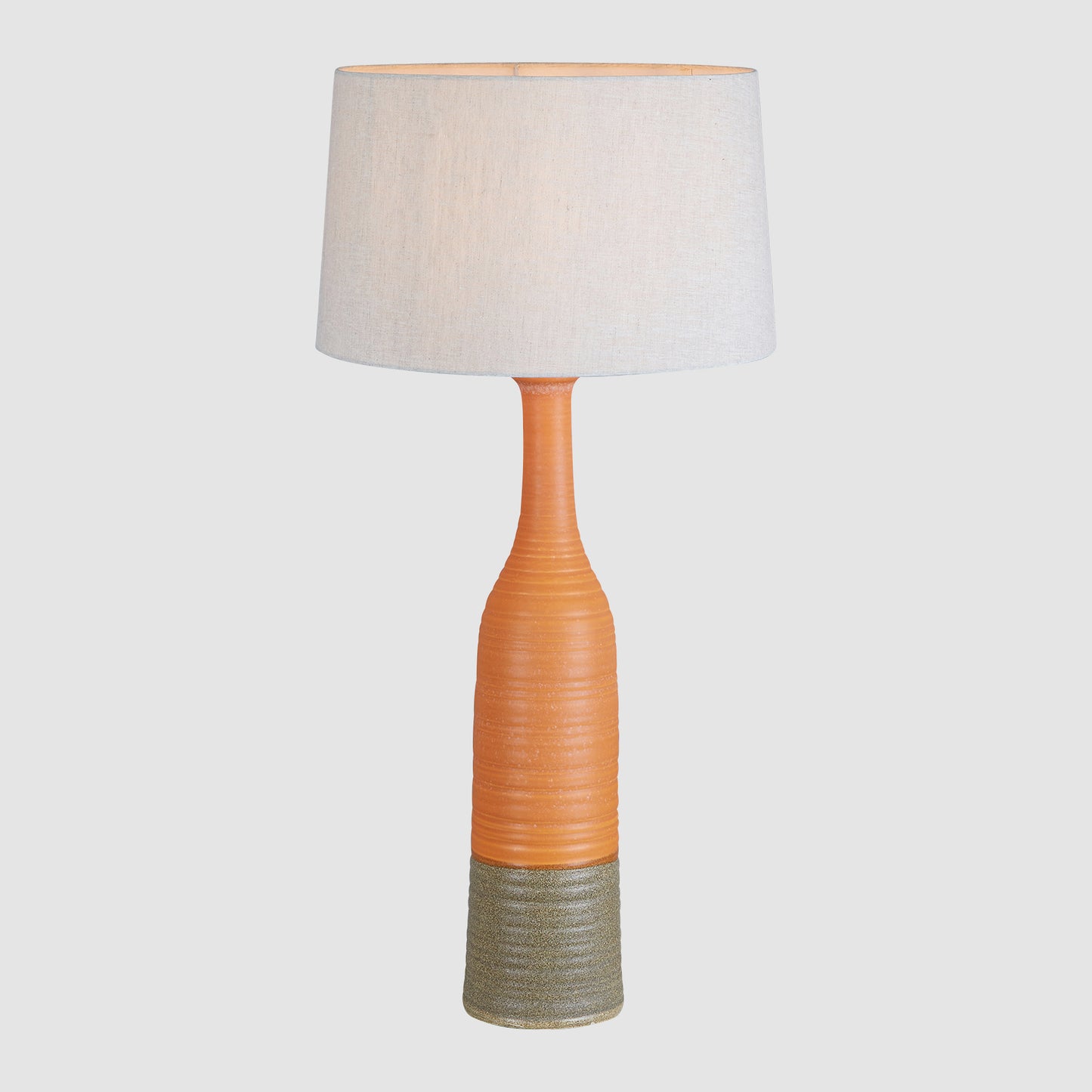 Potters Large - Orange/Brown - Tall Thin Glazed Ceramic Table Lamp