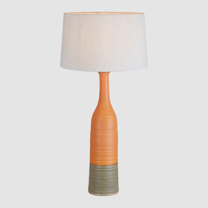 Potters Large - Orange/Brown - Tall Thin Glazed Ceramic Table Lamp