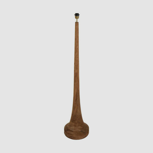 Lancia Large - Dark Natural - Turned Wood Slender Floor Lamp