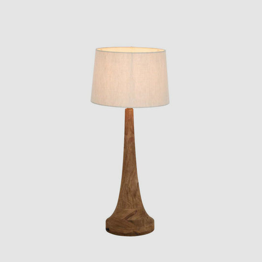 Lancia Small - Dark Natural - Turned Wood Slender Table Lamp